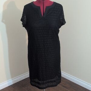 Isaac Mizrahi Live | Lace Overlay Short Sleeve Midi Dress